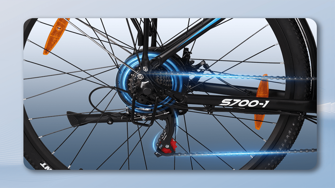 VARUN S700-2 Electric Bike (Bike to Work Scheme/Cycle to Work scheme) - Shimano 7-Speed Gear System<br> Shift gears to achieve easier and more comfortable riding.
